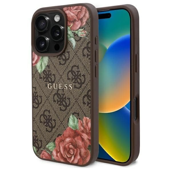 Guess telefonetui til iPhone 16 Pro MagSafe 4G Blomsterprint - Brun Brun