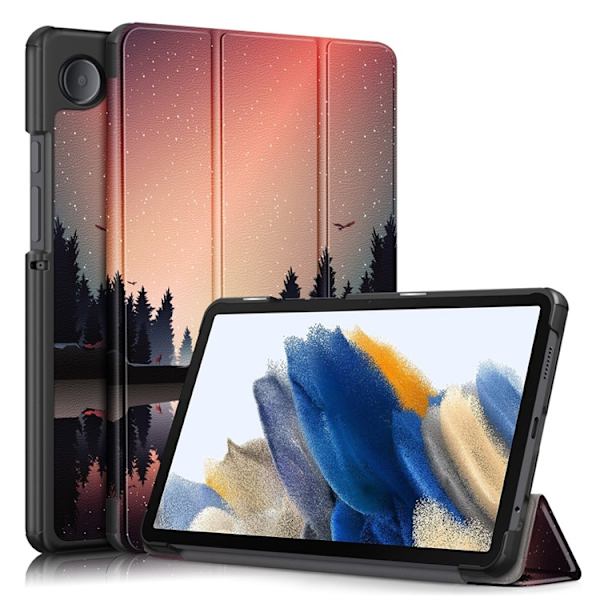 Galaxy Tab A9 Fodral Pattern Printing Tri-fold Konstläder Svart