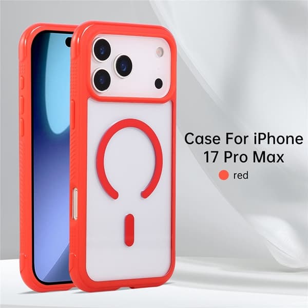 Mobilskal till iPhone 17 Pro MagSafe TPU+PC Transparent - Röd Röd