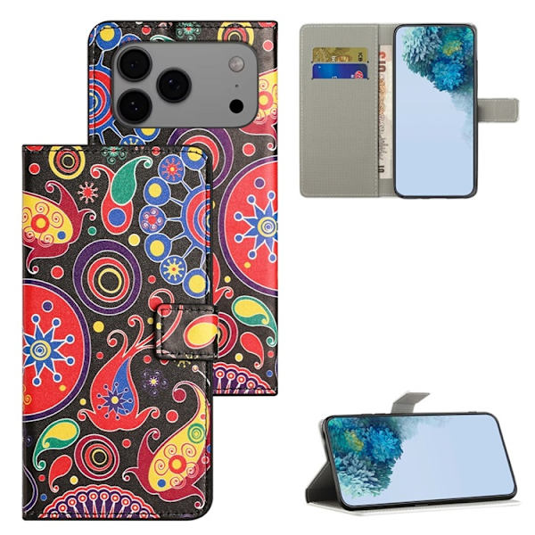 iPhone 17 Pro Plånboksfodral Pattern Print Konstläder - Maneter Svart