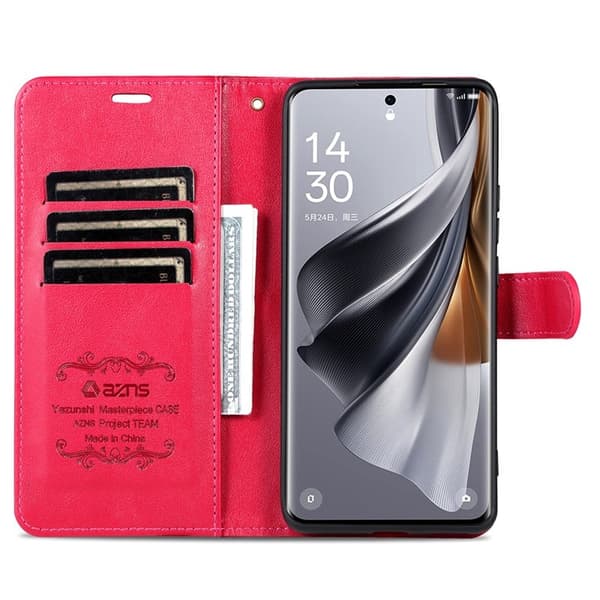 AZNS Samsung Galaxy S24 FE Plånboksfodral Anti-Scratch Konstläder - Röd