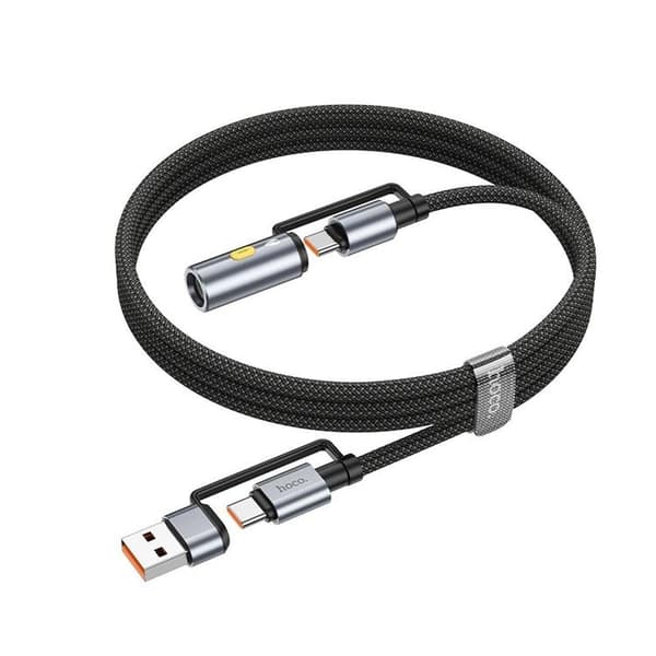 Hoco USB-A/USB-C Till USB-C Cigarettändare 60W 3A Kabel 1.2m U138 - Svart