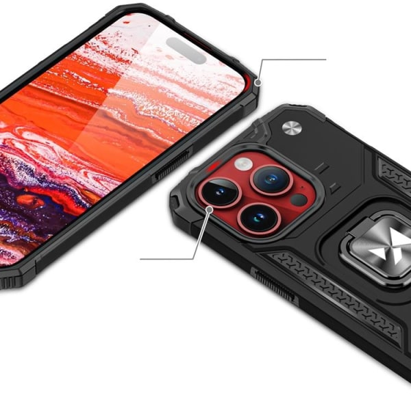 Wozinsky iPhone 15 Pro Mobil Taske Ring Holder - Sort