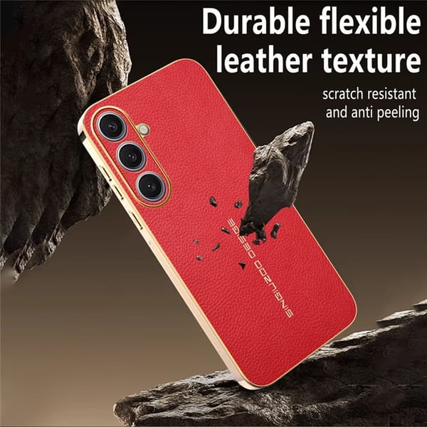 Mobilskal till Galaxy S25 Plus Litchi Texture Anti Scratch Svart