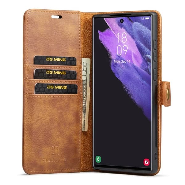 DG.MING Samsung Galaxy S25 Ultra Plånboksfodral Äkta läder - Brun
