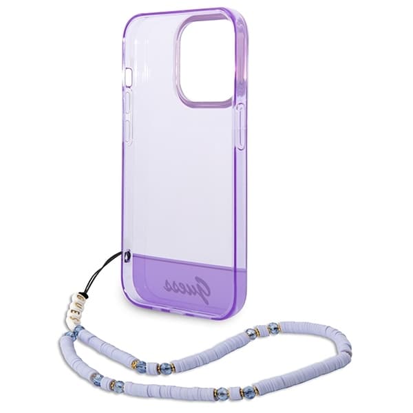 Guess telefonetui til iPhone 14 Pro MagSafe Gennemsigtig perlerem