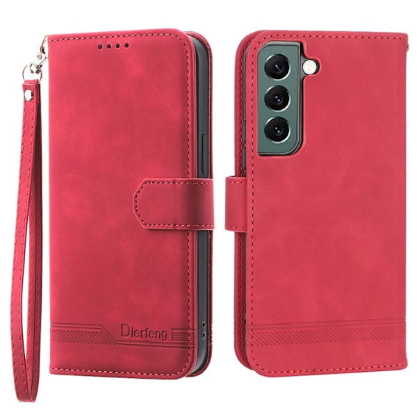 DIERFENG DF-03 Plånboksfodral för Samsung Galaxy S22+ 5G - Röd Konstläder