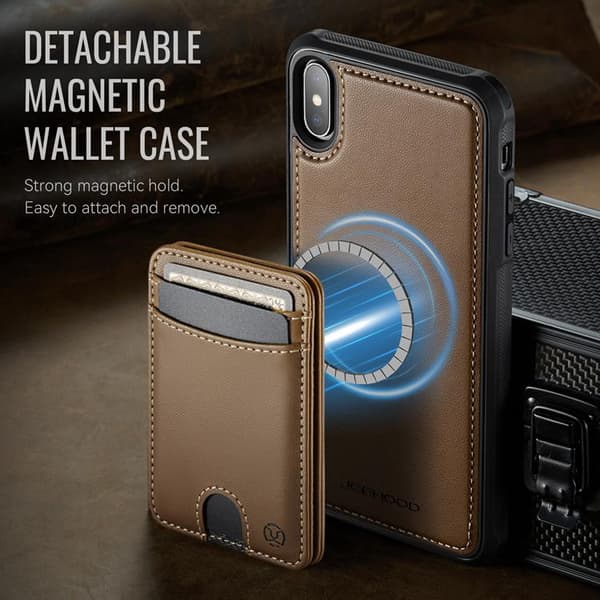 JEEHOOD Mobilskal till iPhone XS Max MagSafe Läder - Brun Brun