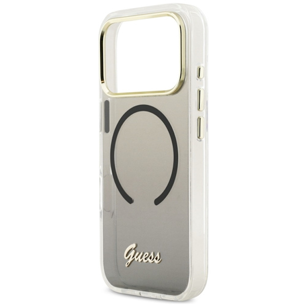 Guess Mobilskal För iPhone 17 Pro MagSafe IML Gradient Script Metal - Svart Svart