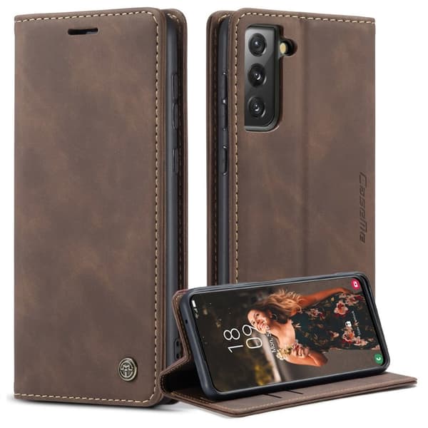 CASEME 013 Plånboksfodral för Samsung Galaxy S21 FE - Brun