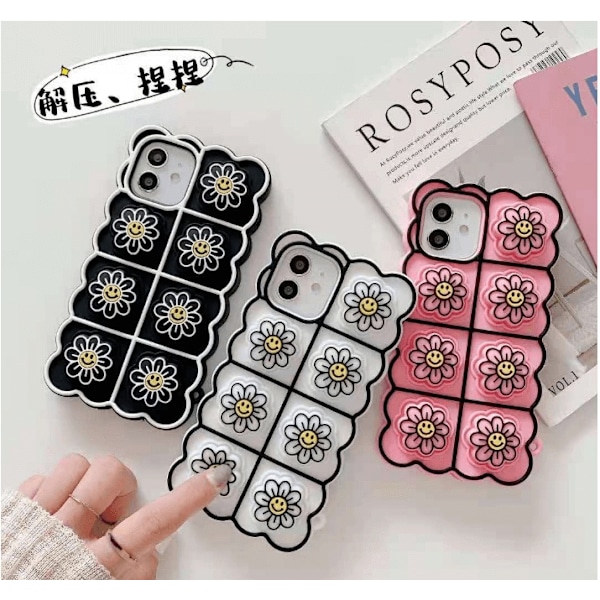 Smiley Flower Pop it Fidget Cover til iPhone 11 - Sort Black