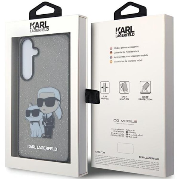 Karl Lagerfeld Galaxy S24 Plus Mobilskal Glitter Karl & Choupette Svart