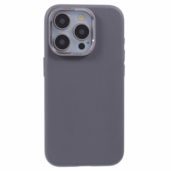 X-LEVEL Mobilskal till iPhone 14 Pro Max Slim PU Läder Hård PC Grå