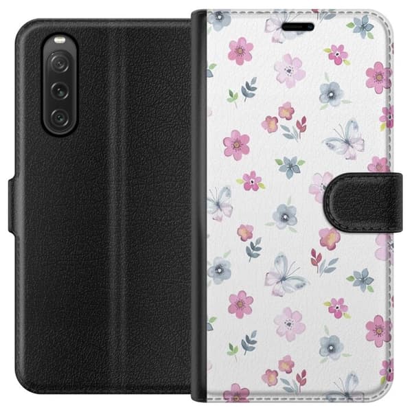 Sony Xperia 10 V tegnebog med blomster og sommerfugle