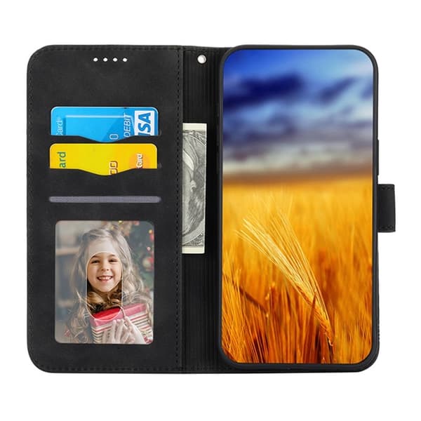 DIERFENG DF-03 iPhone 14 Plus Plånboksfodral Konstläder - Svart