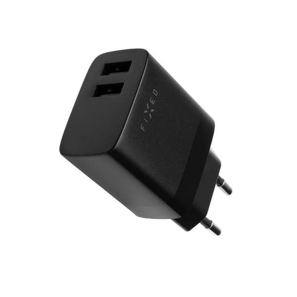 FIXED Hemladdare 2xUSB-A 17W Black