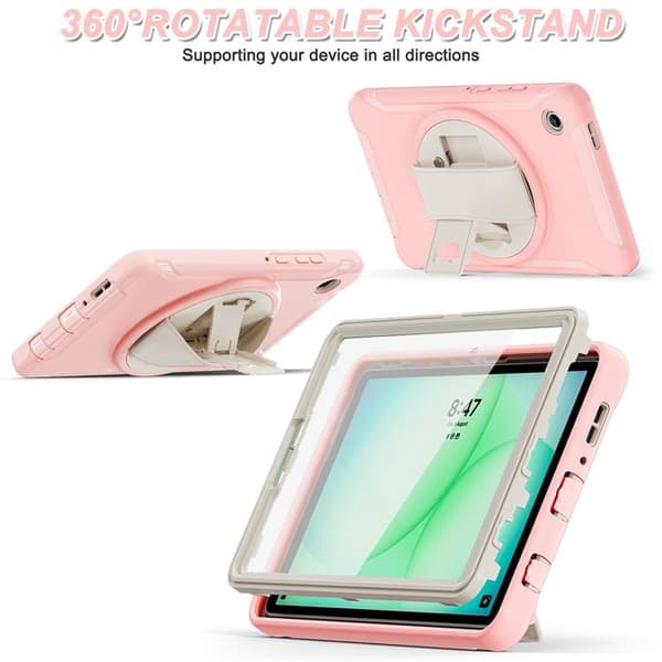 Mobilskal till Galaxy Tab A11 Rotary Kickstand med Handrem Rosa