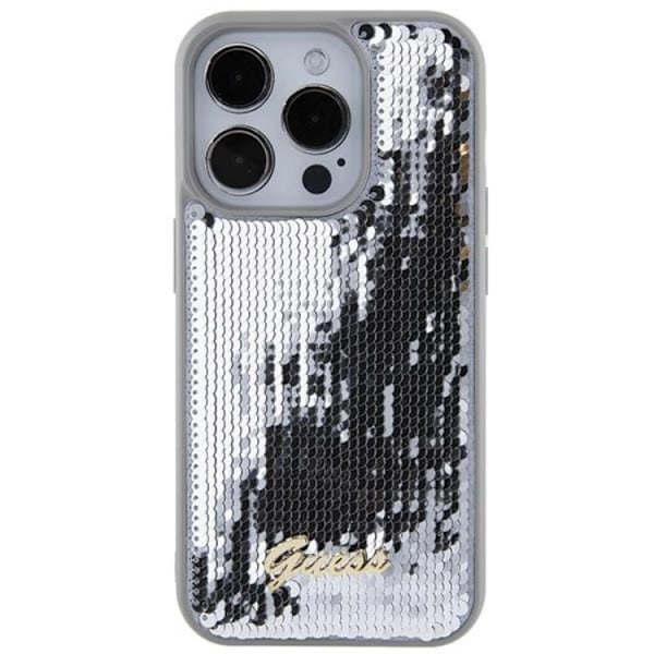 Guess Mobilskal till iPhone 15 Pro Max Sequin Script Metal - Silver Silver