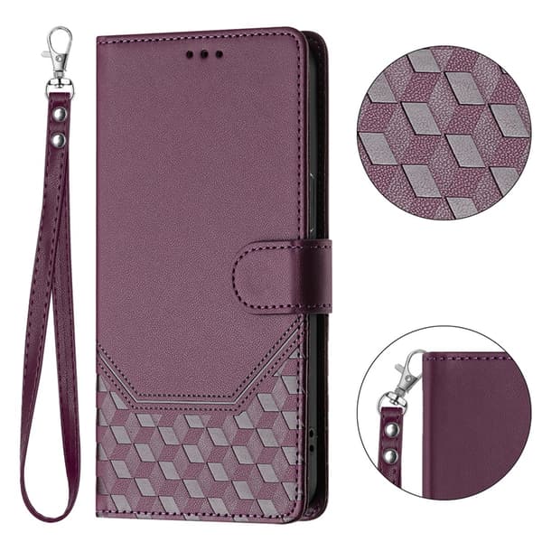 Nothing Phone (3a) Plånboksfodral Imprinted Honeycomb RFID Lila