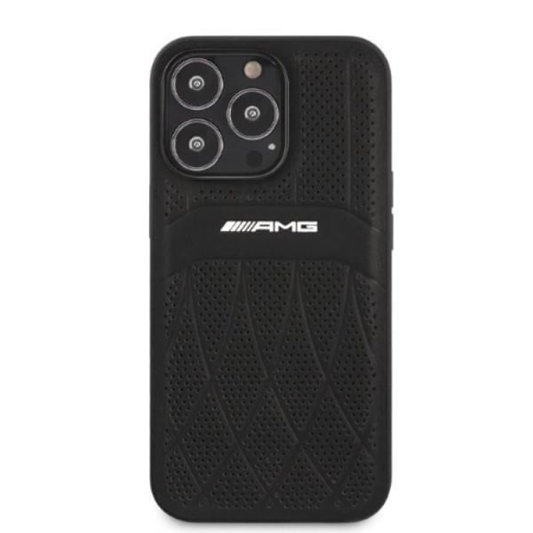 AMG iPhone 13 Pro/13 Mobilskal Läder Curved Lines - Svart Svart