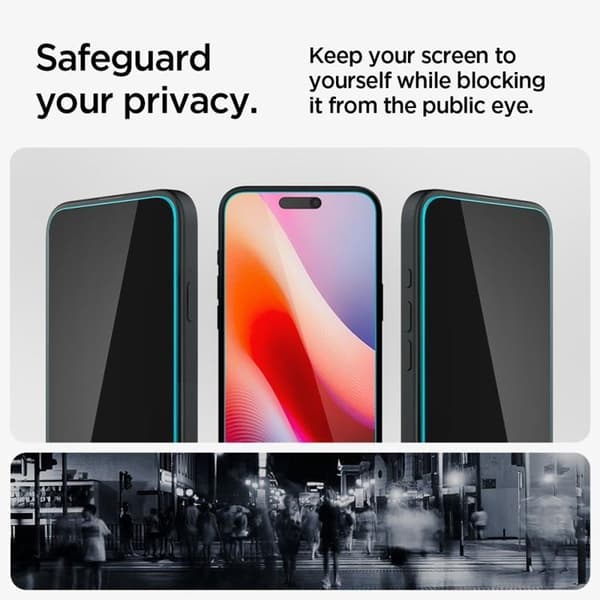 [2-Pack] Spigen iPhone 15 Karkaistu lasi Näytönsuoja Privacy Black