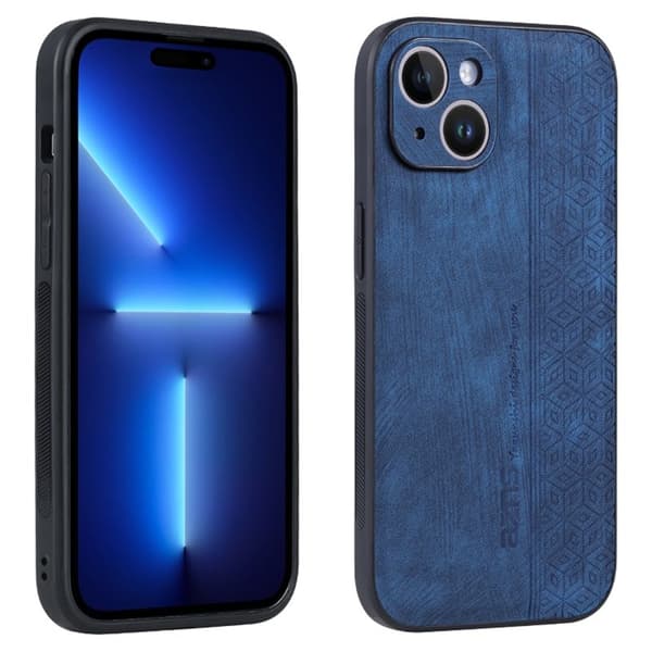 AZNS Mobilskal till iPhone 15 Plus Anti-Scratch PU Läder - Blå