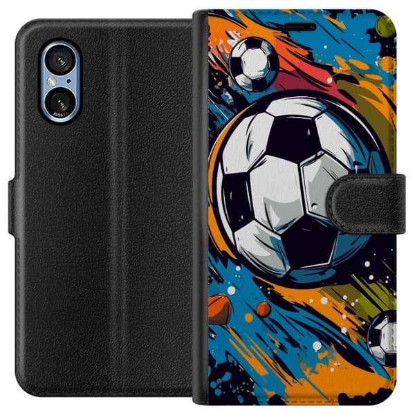 Plånboksfodral till Sony Xperia 5 V med Fotbollar