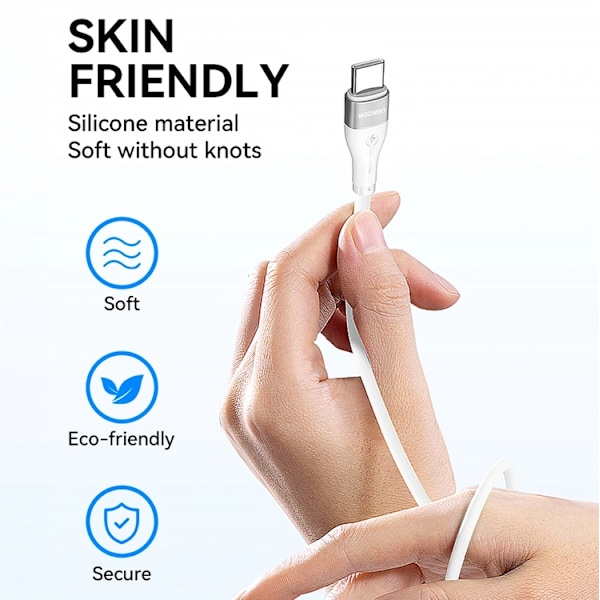 Wozinsky USB-C till USB-C kabel PD 65W 1m - Vit Vit