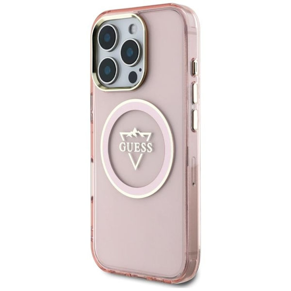 Guess Mobilskal till iPhone 16 Pro Max MagSafe IML Mountain Logo - Rosa Rosa