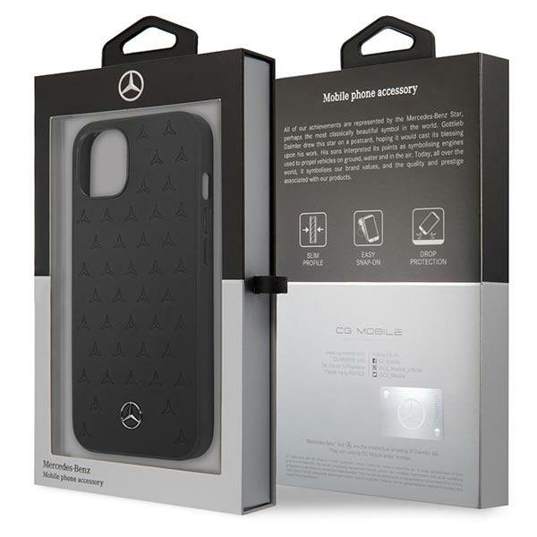 Mercedes Læder Stars Pattern Cover iPhone 13 Mini - Sort Black