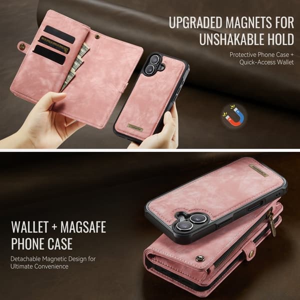 CASEME 008 iPhone 17 Plånboksfodral i Konstläder med - Rosa