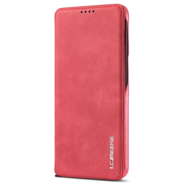 LC.IMEEKE Samsung Galaxy S22 5G Plånboksfodral Konstläder - Röd
