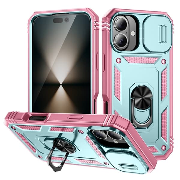 Mobilskal till iPhone 17 Slide Camshield Kickstand - Grön/Rosa Grön