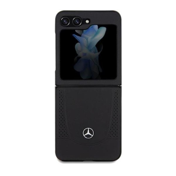 Mercedes Galaxy Z Flip 5 matkapuhelimen suojakuori, nahkainen kaupunki - musta