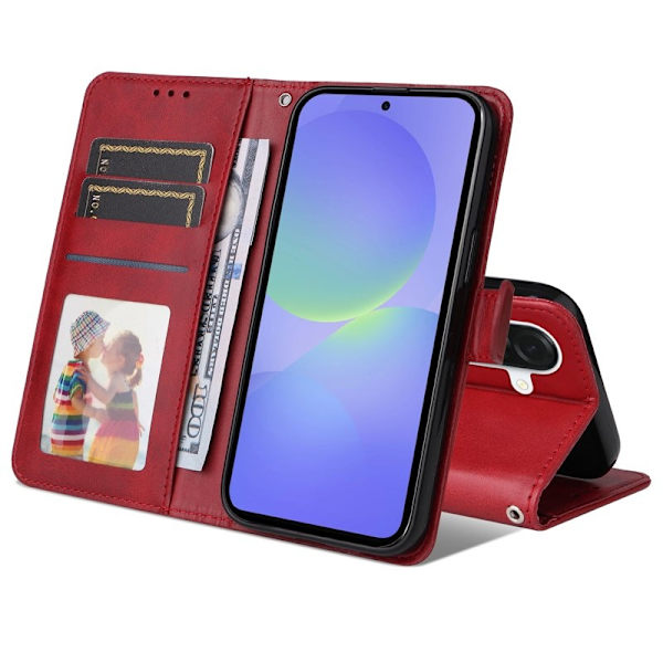 Samsung Galaxy A37 Plånboksfodral Konstläder - Röd