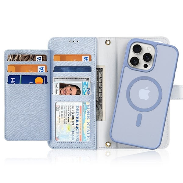 Dux Ducis iPhone 15 Pro Max Plånboksfodral Lawa Läder - Blå