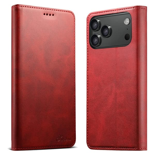 SUTENI iPhone 17 Pro Plånboksfodral Konstläder - Röd Röd