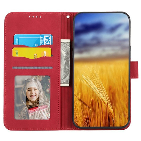 DIERFENG DF-03 iPhone 16 Plus Plånboksfodral Konstläder - Röd