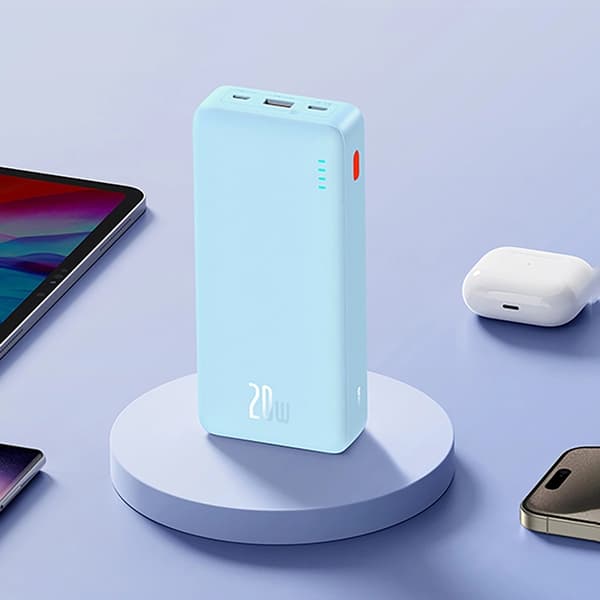 Baseus Powerbank 20000 mAh 20W Med USB-A Till USB-C Kabel - Blå Blå