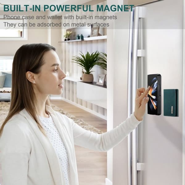 DG.MING Samsung Galaxy Z Fold4 Konstläder Plånboksfodral 2-i-1 Grön