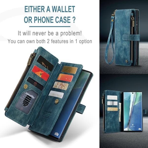 CASEME Konstläder Plånboksfodral för Samsung Galaxy Note20 Ultra - Blå