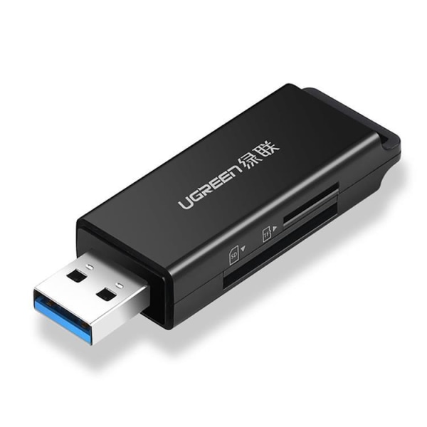 Ugreen Bærbar TF/SD Kortlæser Til USB 3.0 - Sort