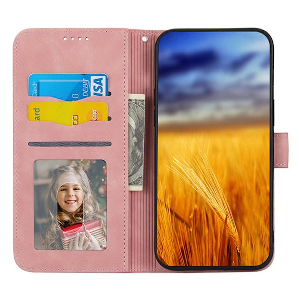 DIERFENG DF-03 Plånboksfodral i Konstläder för iPhone 15 - Rosa