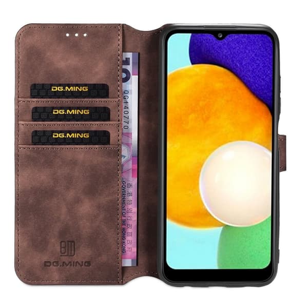 Dgming Retro Plånboksfodral till Samsung Galaxy A03s - Coffee Brun