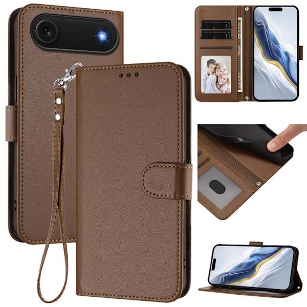 iPhone Air Plånboksfodral Läder med Handledsrem Brun
