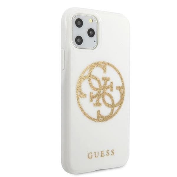 Guess Glitter 4G Circle Logo Cover iPhone 11 Pro Max - Hvid Vit