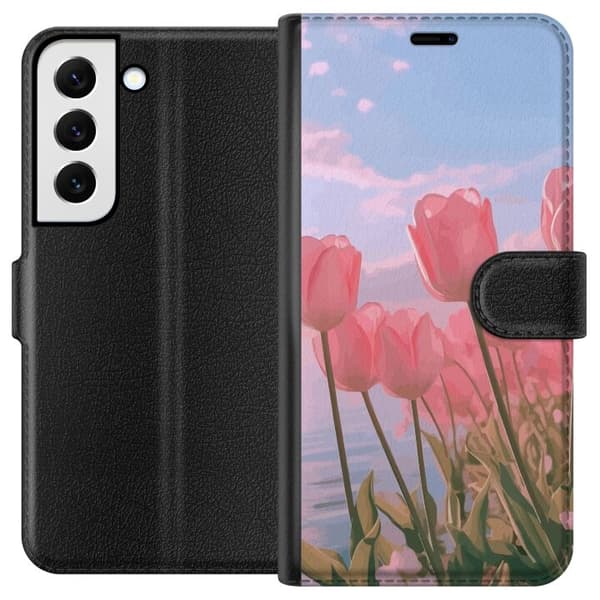 Pung Taske til Samsung Galaxy S22 5G med Lyserøde Tulipaner