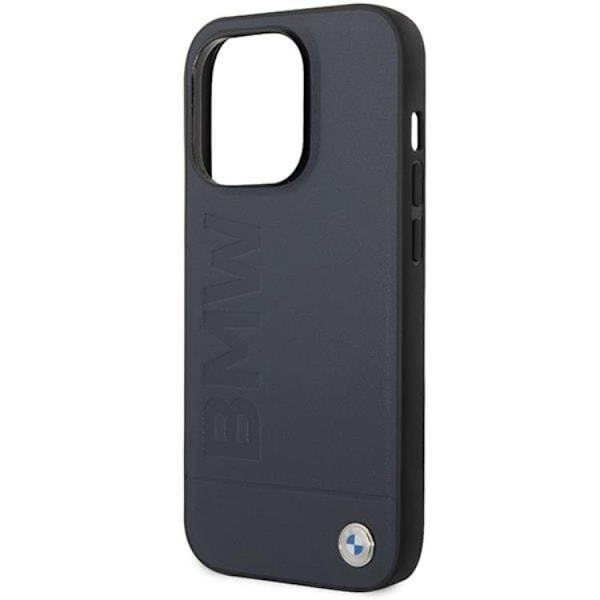 BMW Mobilskal till iPhone 14 Pro Max Magsafe Läder Hot Stamp Blå