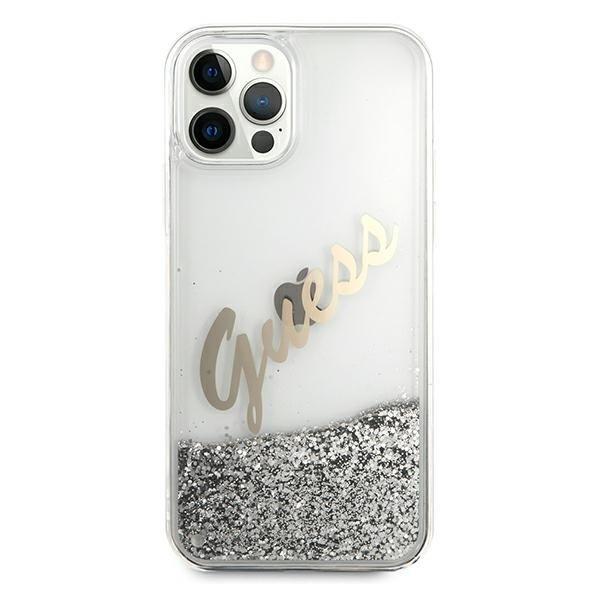 Guess iPhone 12 Pro Max Cover Glitter Vintage Script - Sølv Silver