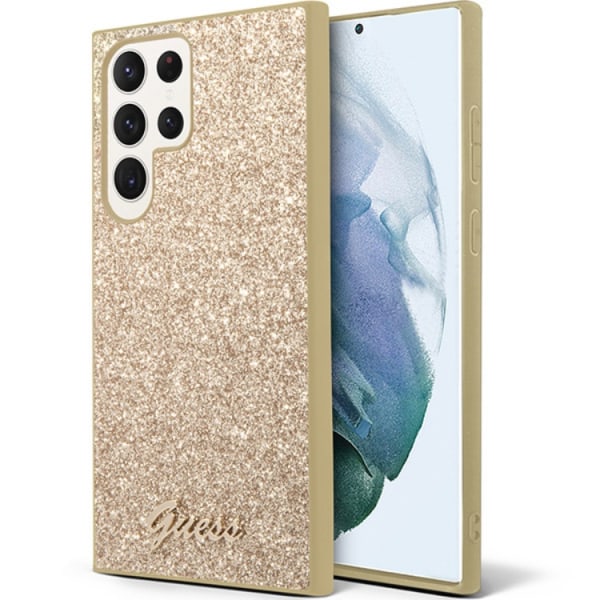 Guess Galaxy S24 Ultra Mobilskal Glitter Script - Guld